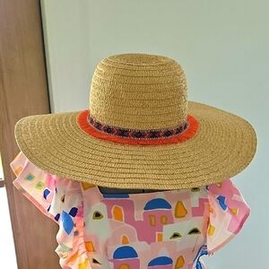 Rampage Tan Straw Sun Beach Hat NWT